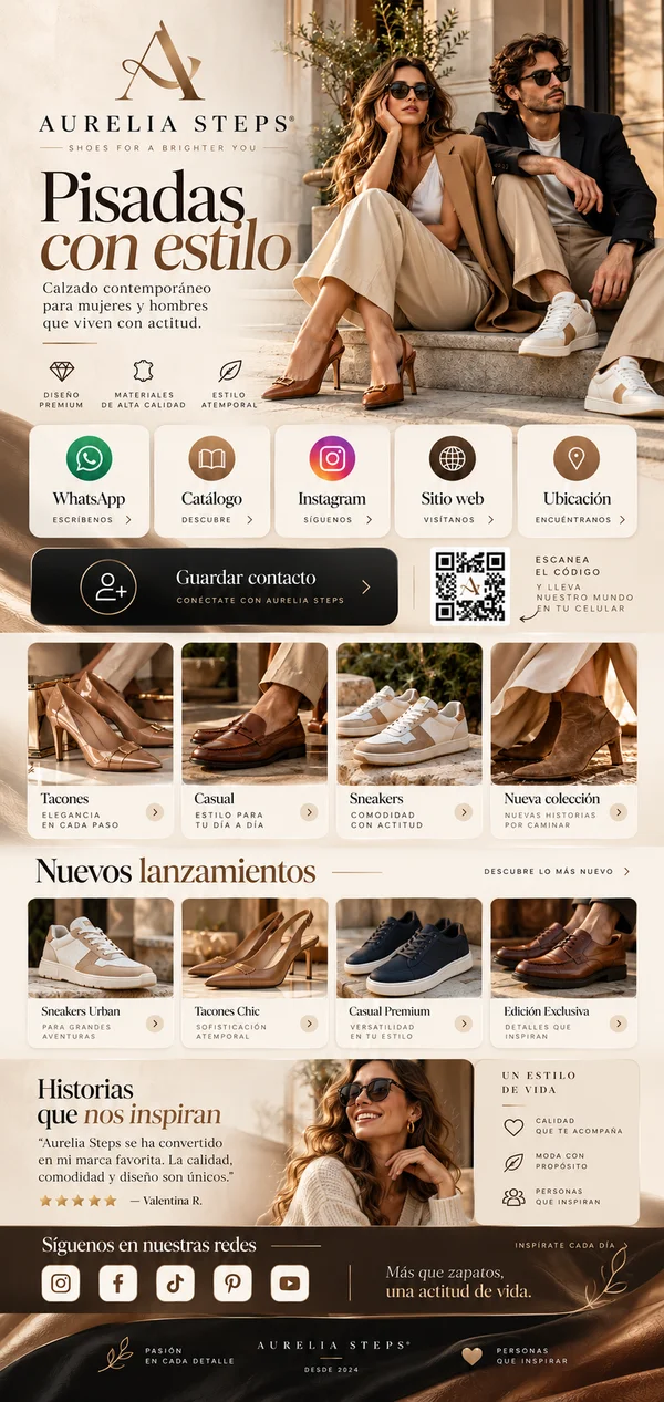 Tarjeta digital de Aurelia Steps (diseño de ejemplo)