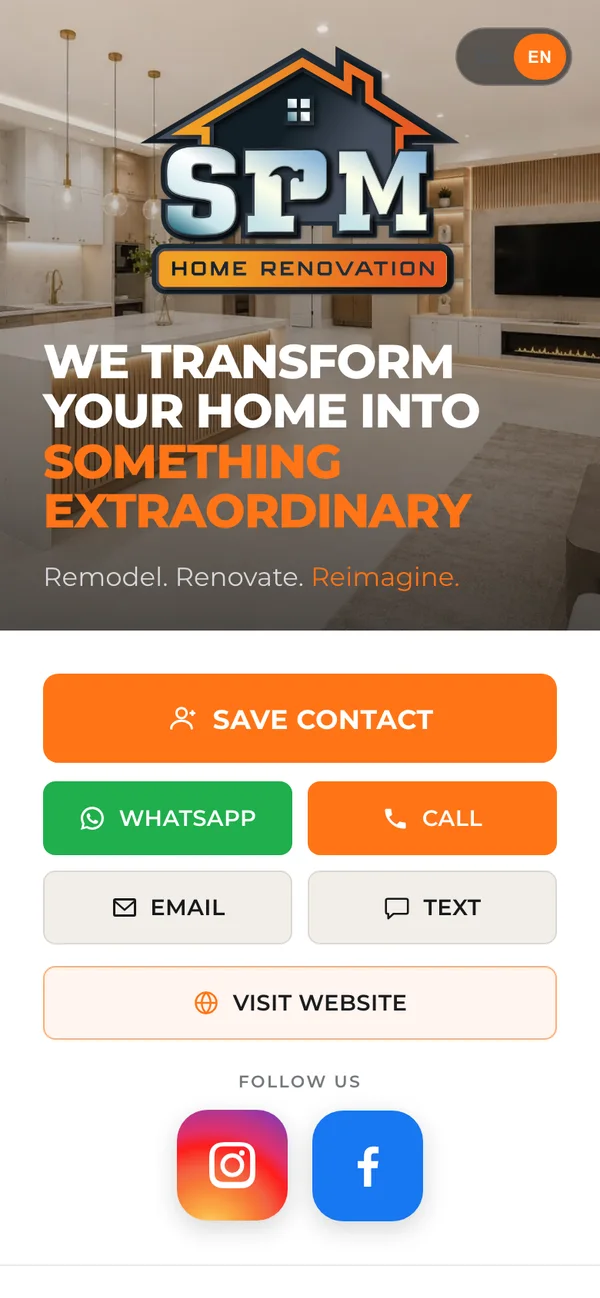 Tarjeta de presentación digital de SPM Home Renovation